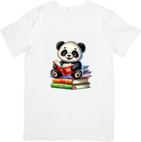 Thumbnail for Panda Reading Books T-Shirt | Cute Bookworm Panda Graphic Tee | Reader Student Gift