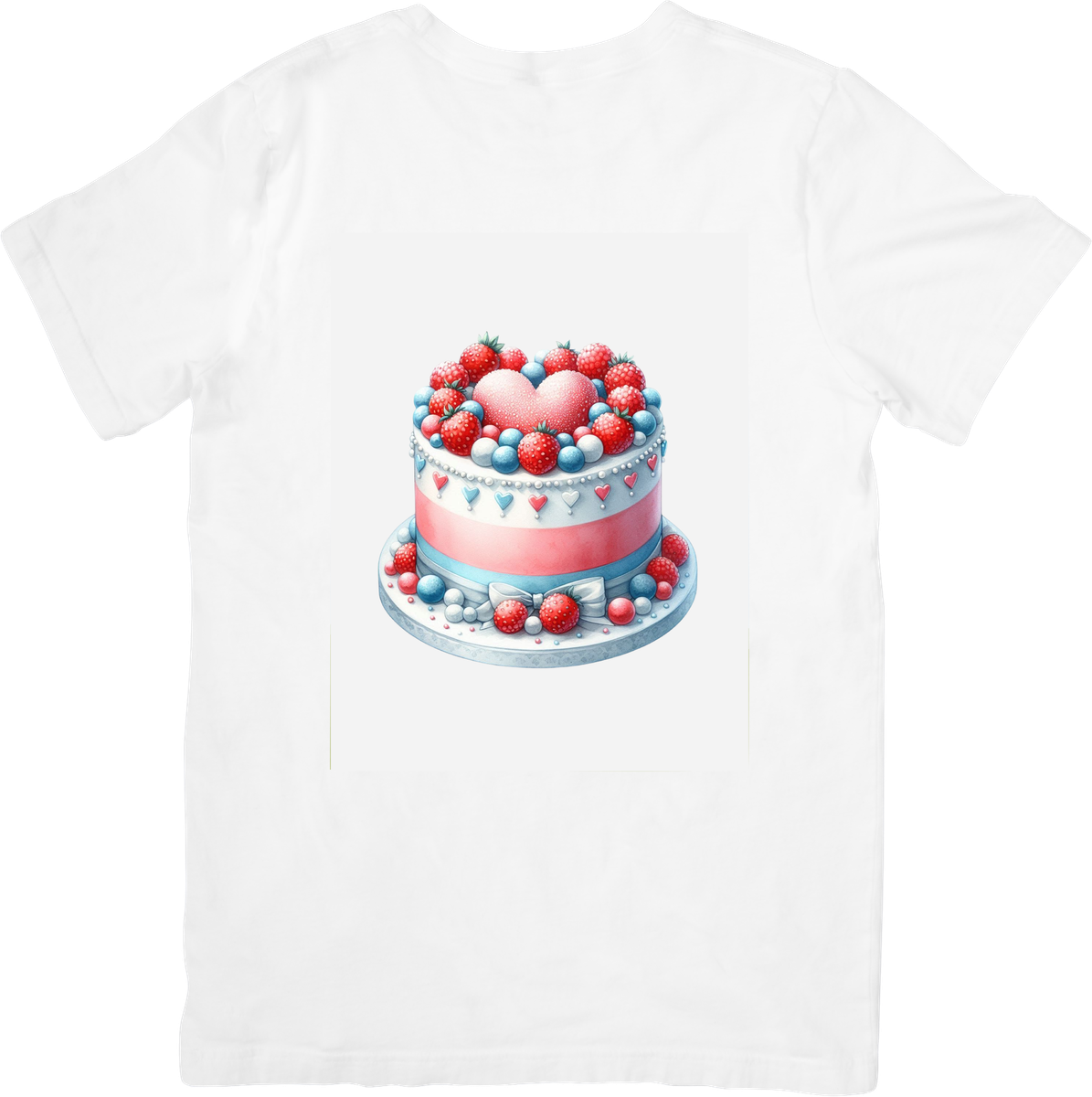 Heart Berry Cake T-Shirt | Sweet Pastel Dessert Graphic Tee | Birthday Baker Gift