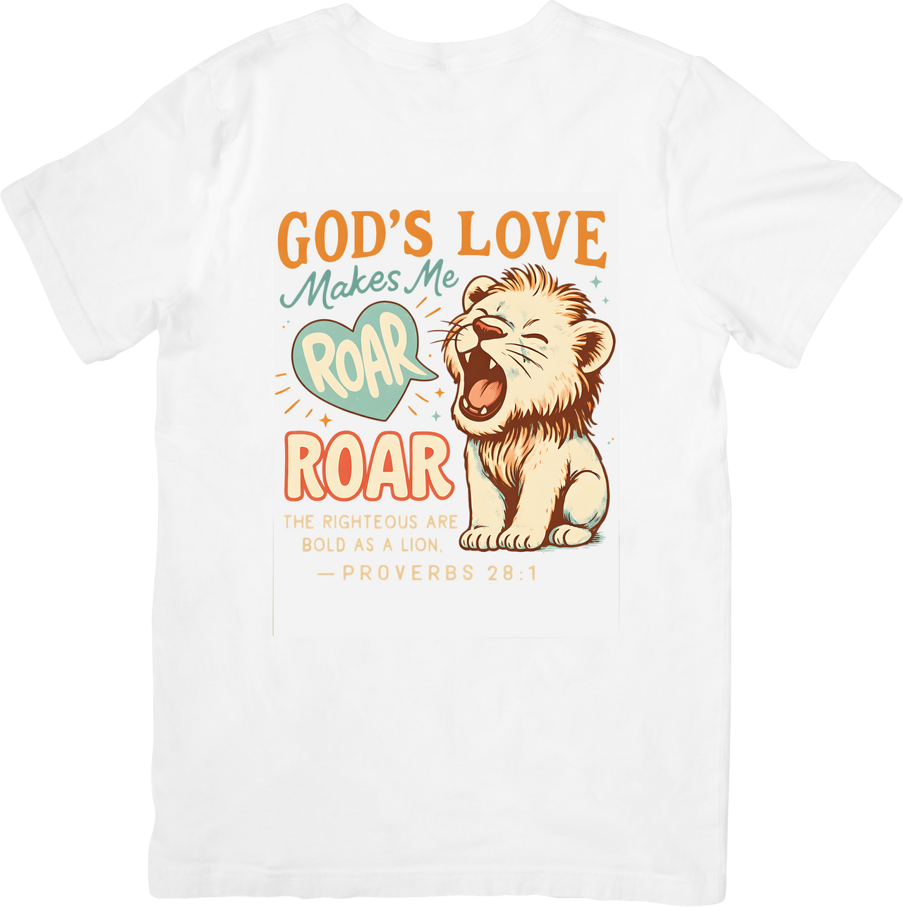 Gods Love Makes Me Roar Lion T-Shirt | Christian Faith Inspirational Graphic Tee | Church Gift