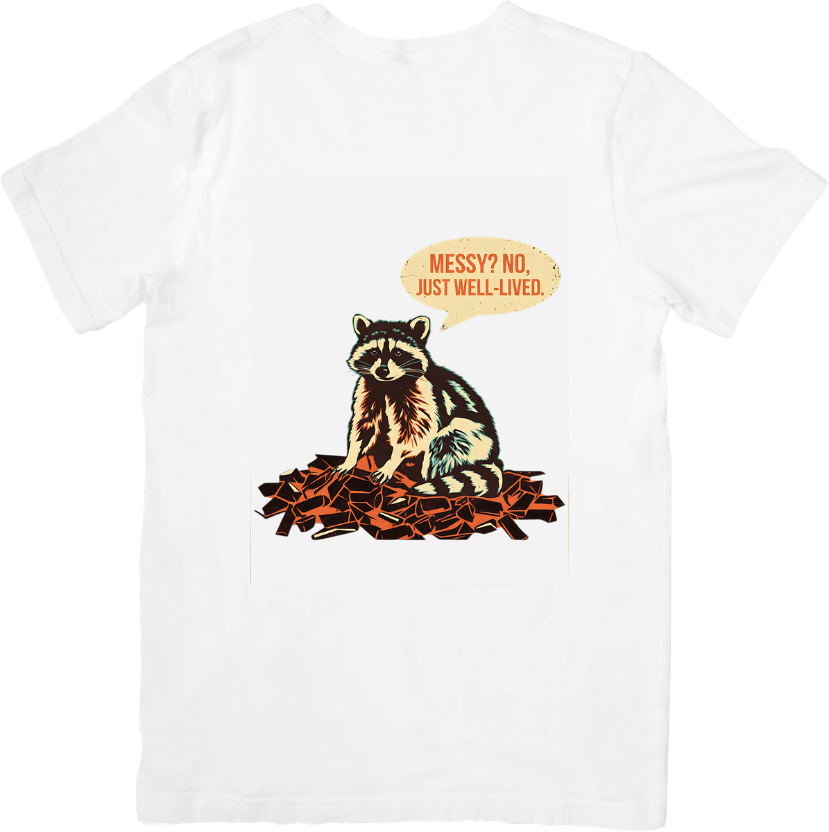 Well Lived Raccoon T-Shirt | Funny Messy Quote Graphic Tee | Sarcastic Humor Gift