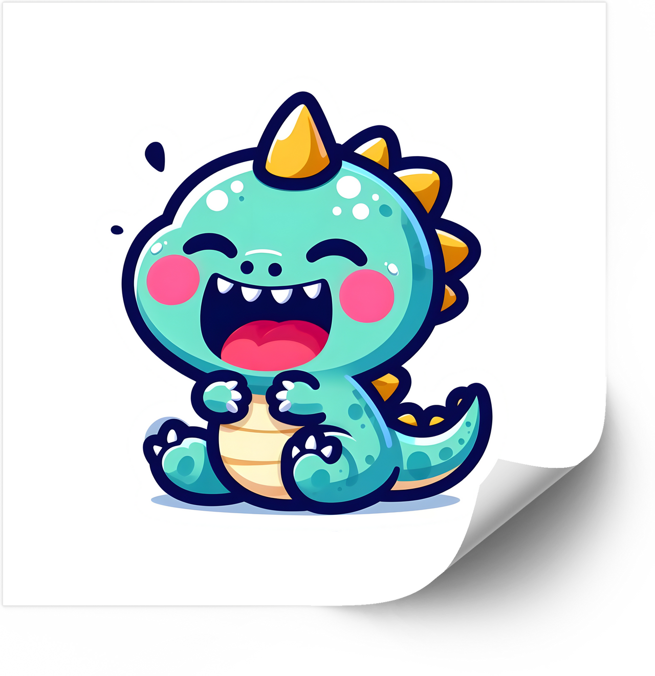 Happy Laughing Dino Kawaii Sticker | Cute Cartoon Baby Dinosaur Vinyl Decal