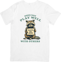Thumbnail for Does Not Play Well With Others Raccoon T-Shirt | Funny Retro Introvert Graphic Tee