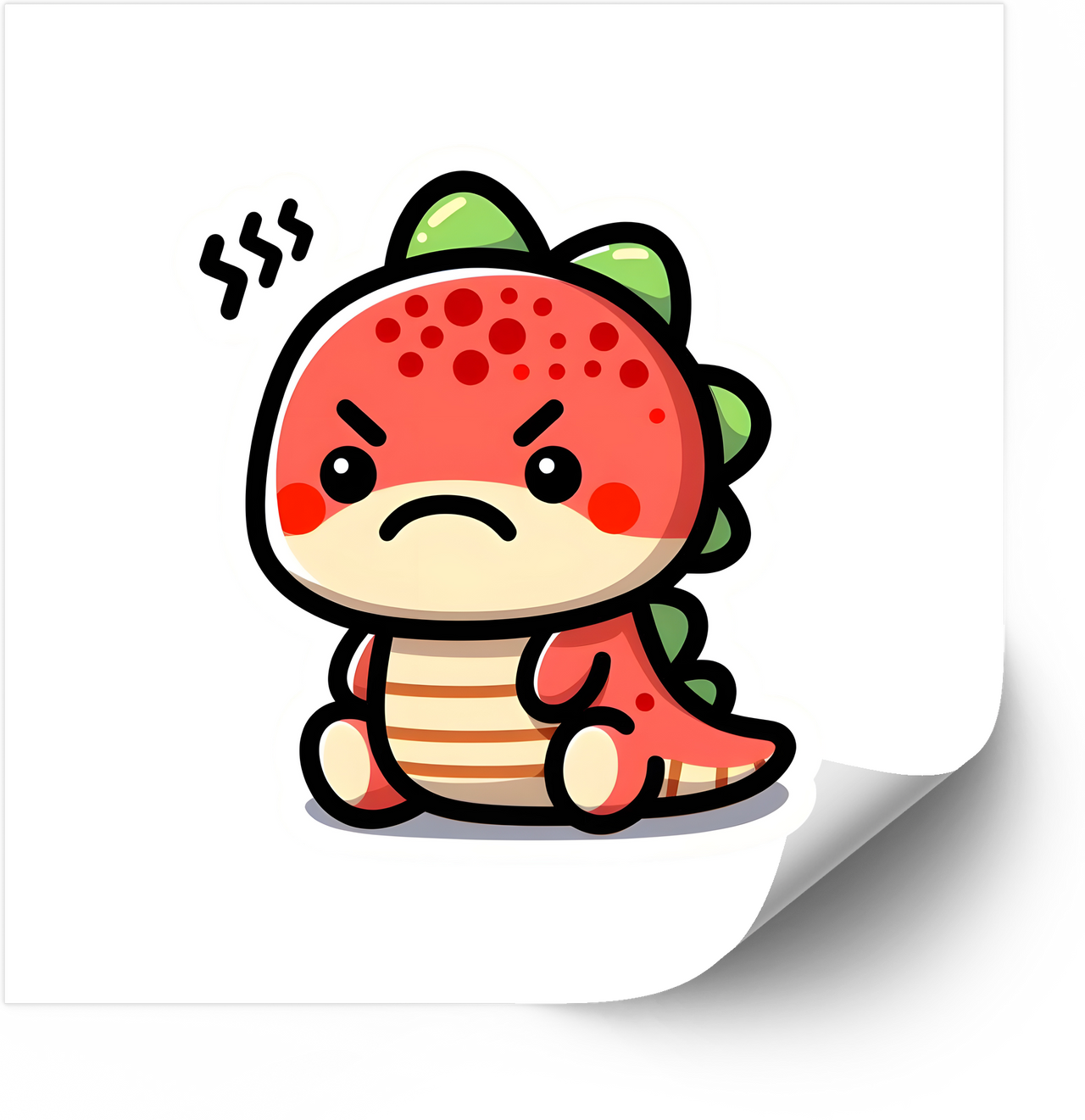 Grumpy Red Dinosaur Sticker | Kawaii Funny Angry Dino Vinyl Decal