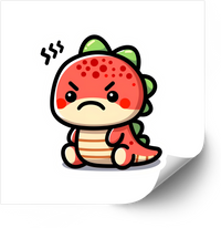 Thumbnail for Grumpy Red Dinosaur Sticker | Kawaii Funny Angry Dino Vinyl Decal