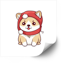 Thumbnail for Shiba Inu Santa Hat Sticker | Kawaii Christmas Dog Vinyl Decal