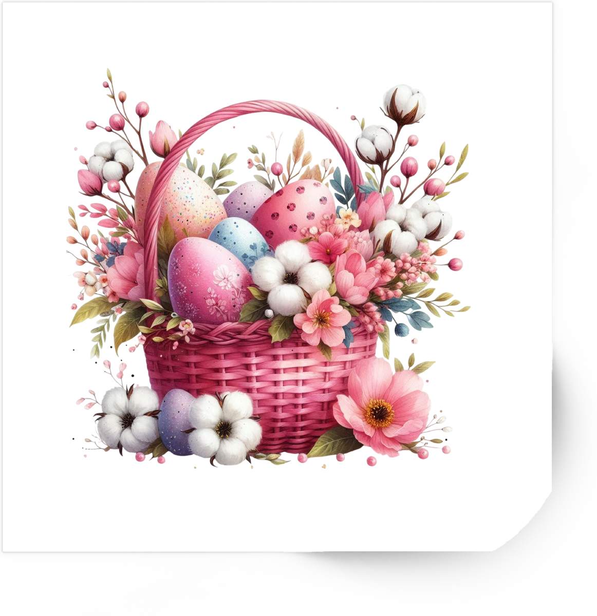 Easter Egg Basket Sticker | Floral Spring Pink Vinyl Decal | Easter Holiday Gift