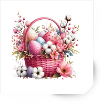 Thumbnail for Easter Egg Basket Sticker | Floral Spring Pink Vinyl Decal | Easter Holiday Gift