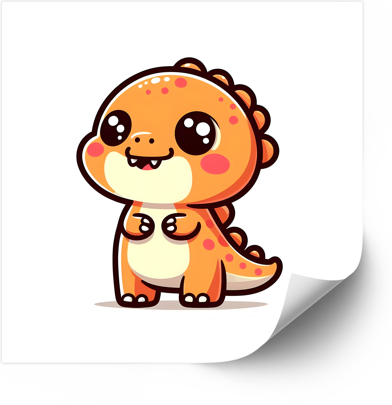 Cute Baby Dinosaur Sticker | Kawaii Orange Dino Vinyl Decal | Kids Cartoon Gift