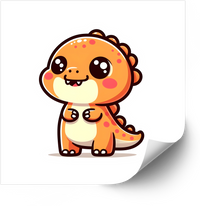 Thumbnail for Cute Baby Dinosaur Sticker | Kawaii Orange Dino Vinyl Decal | Kids Cartoon Gift