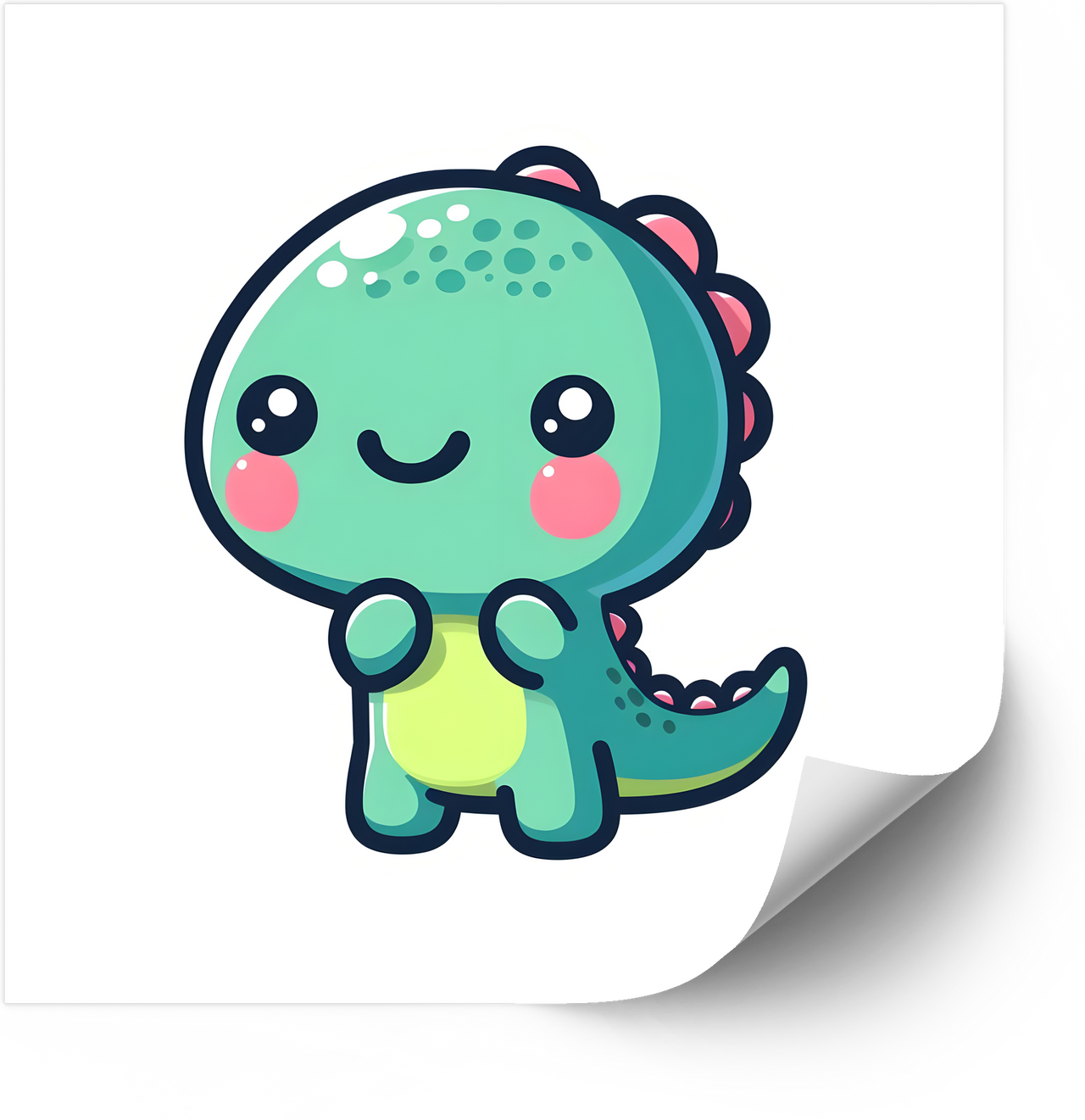 Baby Dinosaur Kawaii Sticker | Cute Smiling Dino Vinyl Decal