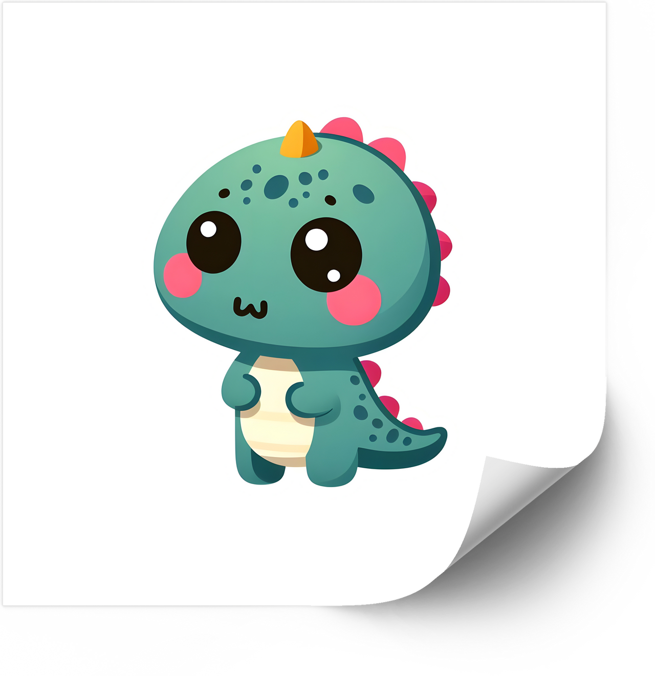 Cute Baby Dino Kawaii Sticker | Minimalist Cartoon Dinosaur Vinyl Decal