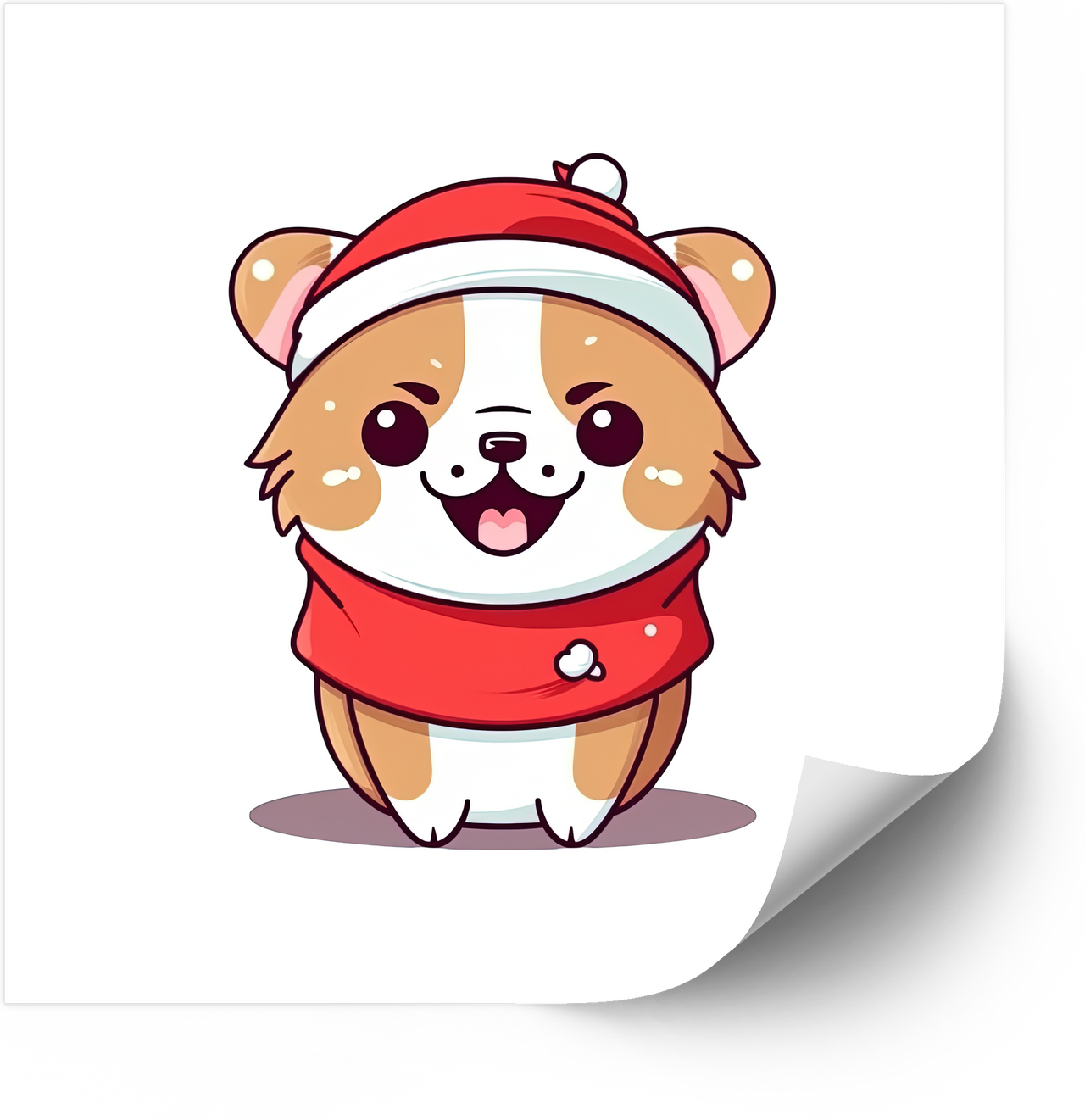Kawaii Corgi Santa Christmas Sticker | Cute Holiday Dog Vinyl Decal