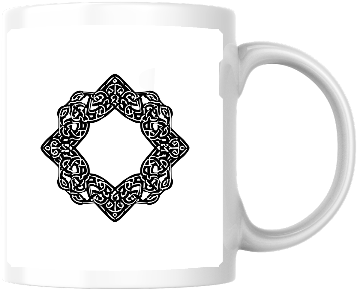 Celtic Knot Mandala Mug | Intricate Tribal Geometric Coffee Mug | Irish Heritage Gift