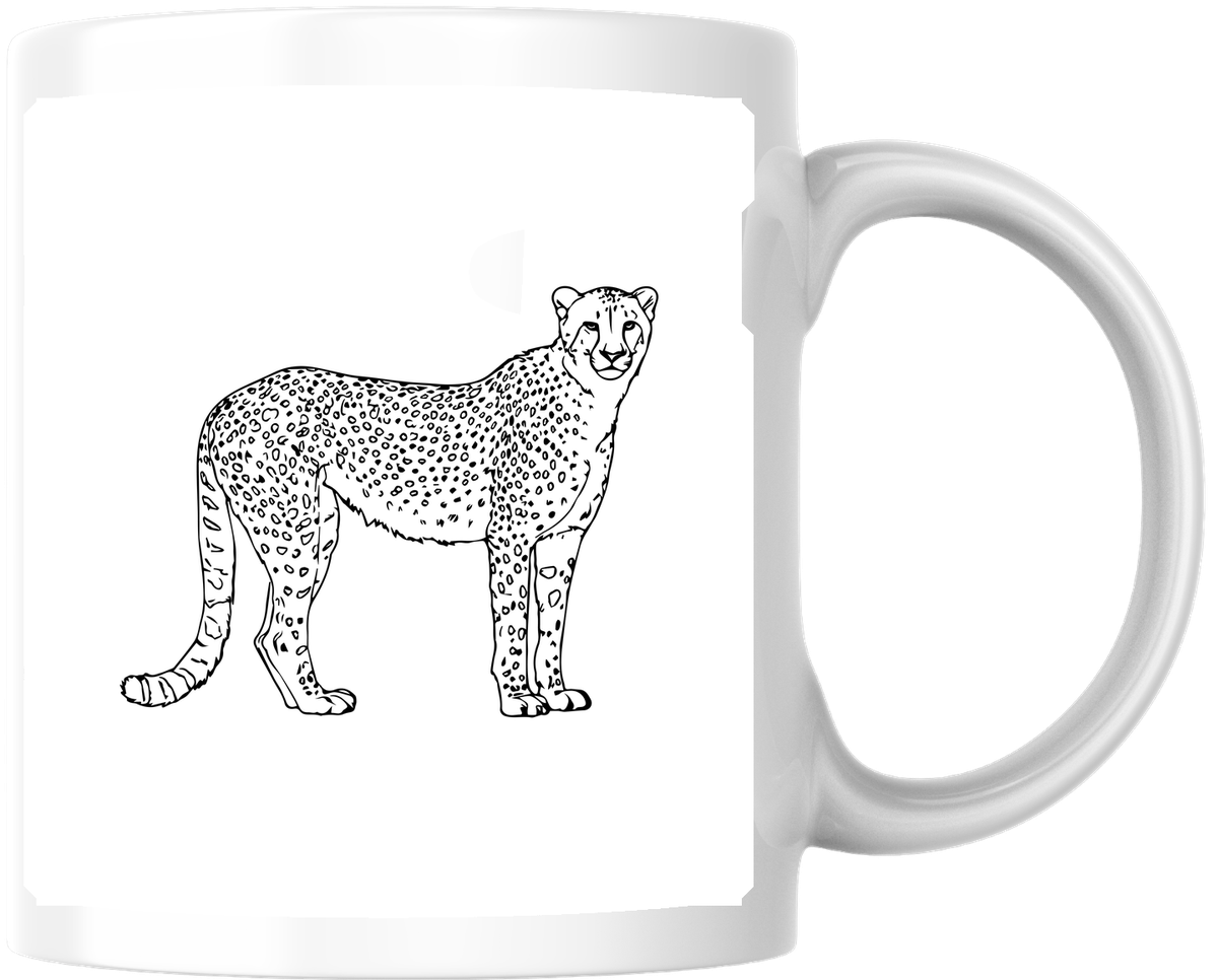 Cheetah Line Art Mug | Minimalist Wild Cat Coffee Mug | Safari Animal Lover Gift