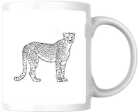Thumbnail for Cheetah Line Art Mug | Minimalist Wild Cat Coffee Mug | Safari Animal Lover Gift