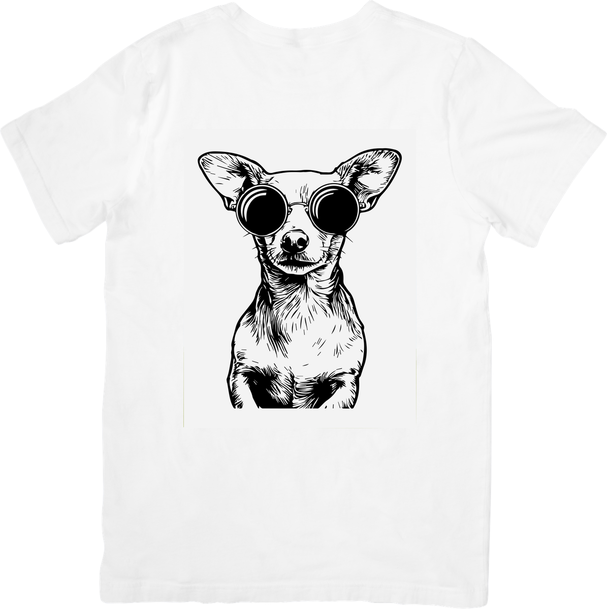Chihuahua In Goggles T-Shirt | Edgy Ink Sketch Dog Graphic Tee | Funny Pet Lover Gift