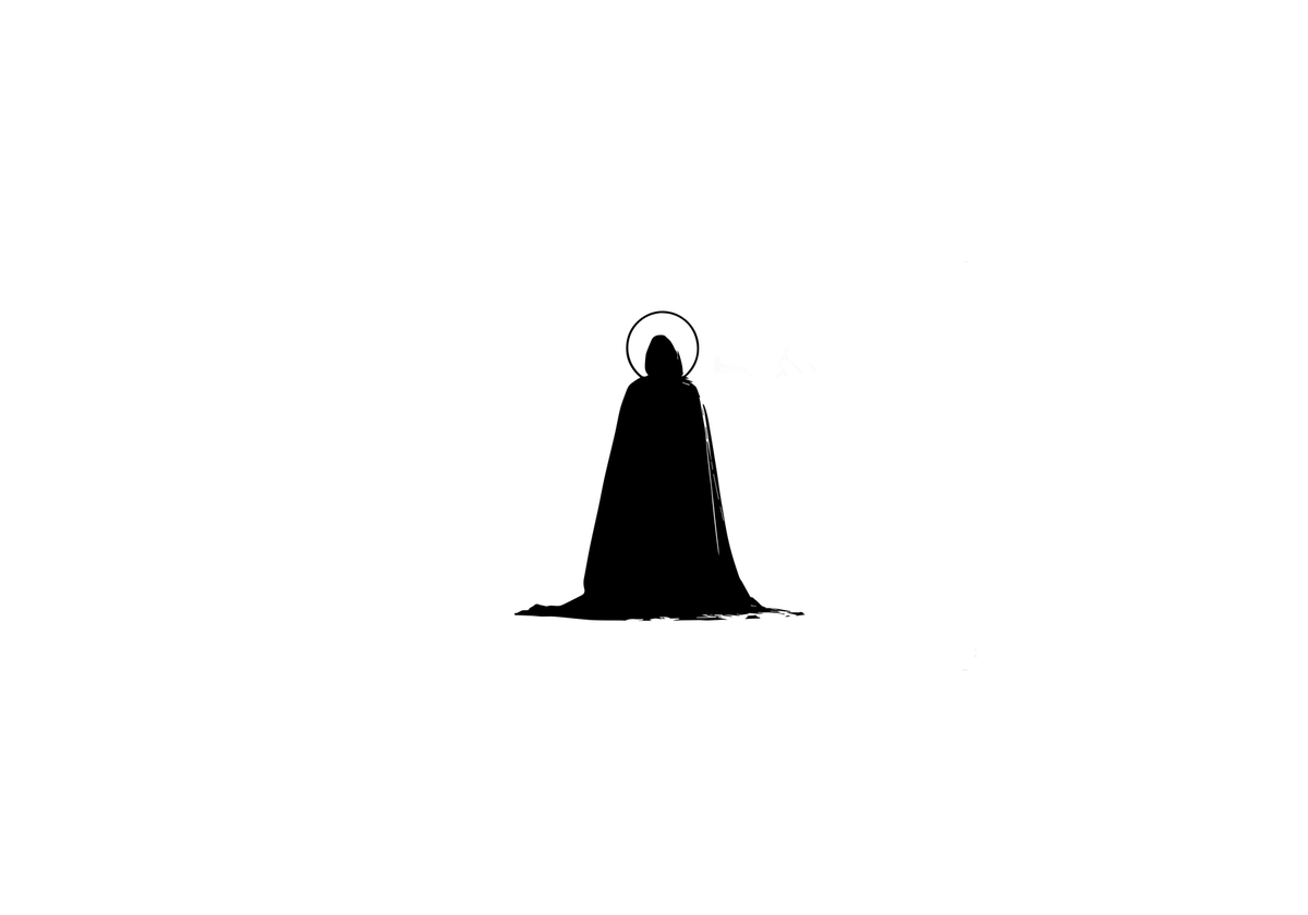 Hooded Figure Halo Throw Pillow | Minimalist Mysterious Decorative Pillow | Gothic Decor Gift
