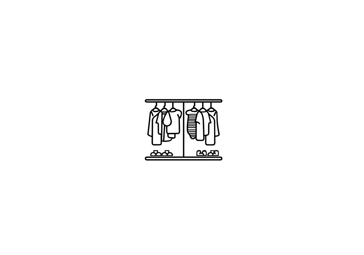 Wardrobe Closet Throw Pillow | Minimalist Line Art Decorative Pillow | Fashion Room Gift