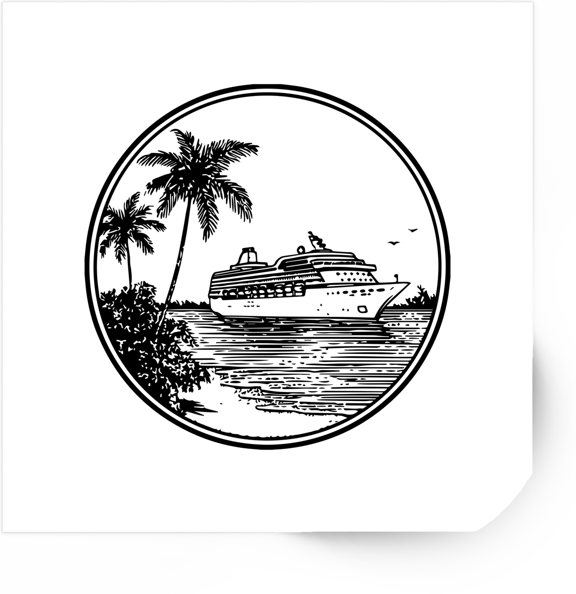 Cruise Ship Sticker | Vintage Tropical Palm Vinyl Decal | Travel Vacation Gift