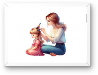 Thumbnail for Mother Daughter Hair Wall Art | Watercolor Bonding Moment Print | Mom Family Gift