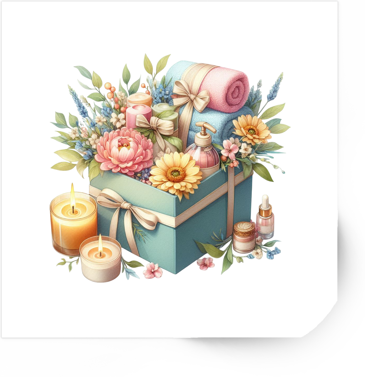 Floral Spa Gift Box Sticker | Watercolor Self Care Vinyl Decal | Relaxation Pampering Gift