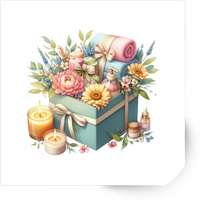 Thumbnail for Floral Spa Gift Box Sticker | Watercolor Self Care Vinyl Decal | Relaxation Pampering Gift
