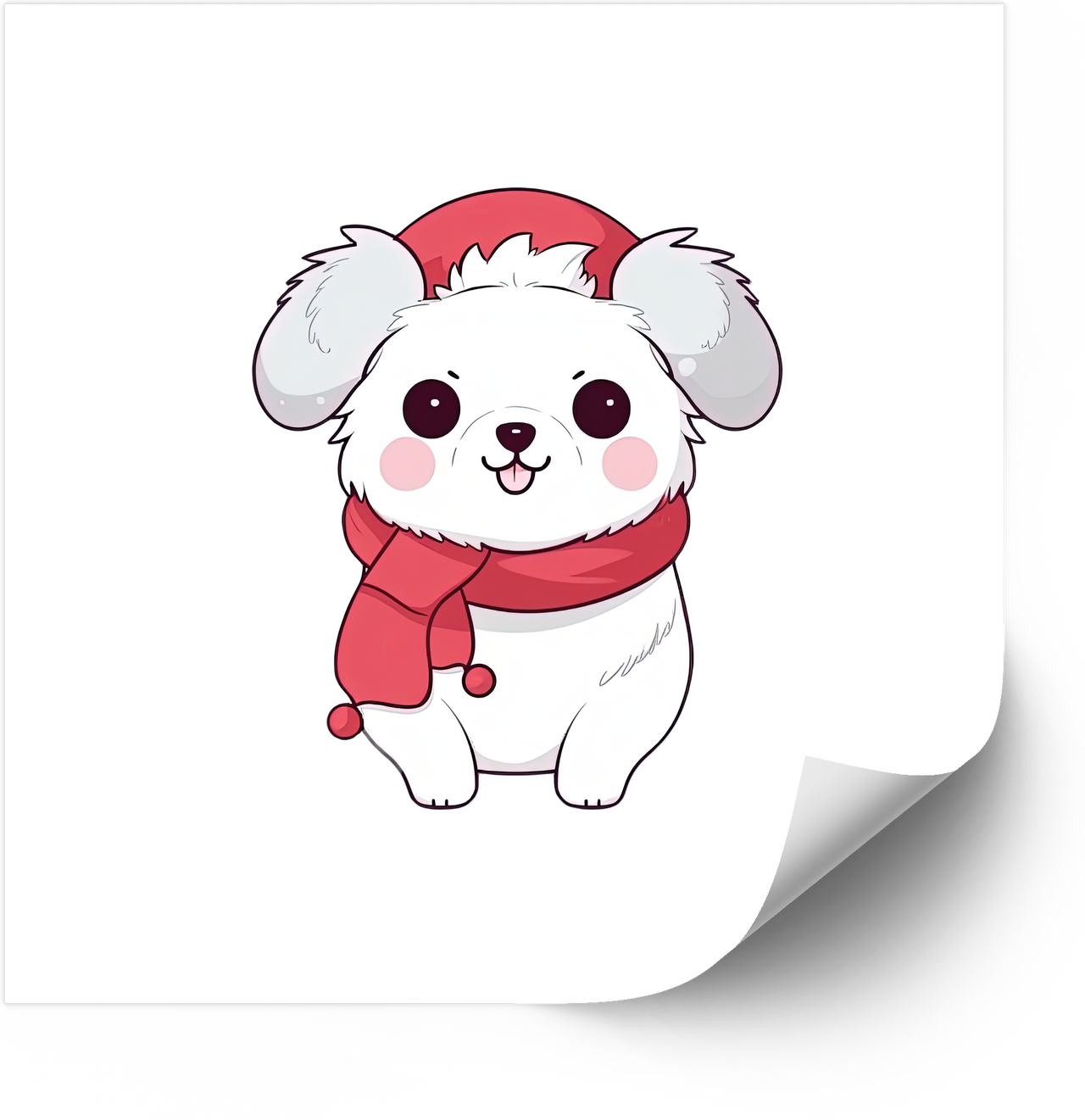 Cute Puppy Santa Christmas Sticker | Kawaii Winter Holiday Dog Vinyl Decal