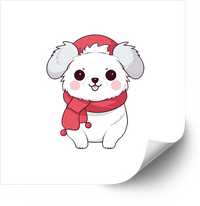 Thumbnail for Cute Puppy Santa Christmas Sticker | Kawaii Winter Holiday Dog Vinyl Decal