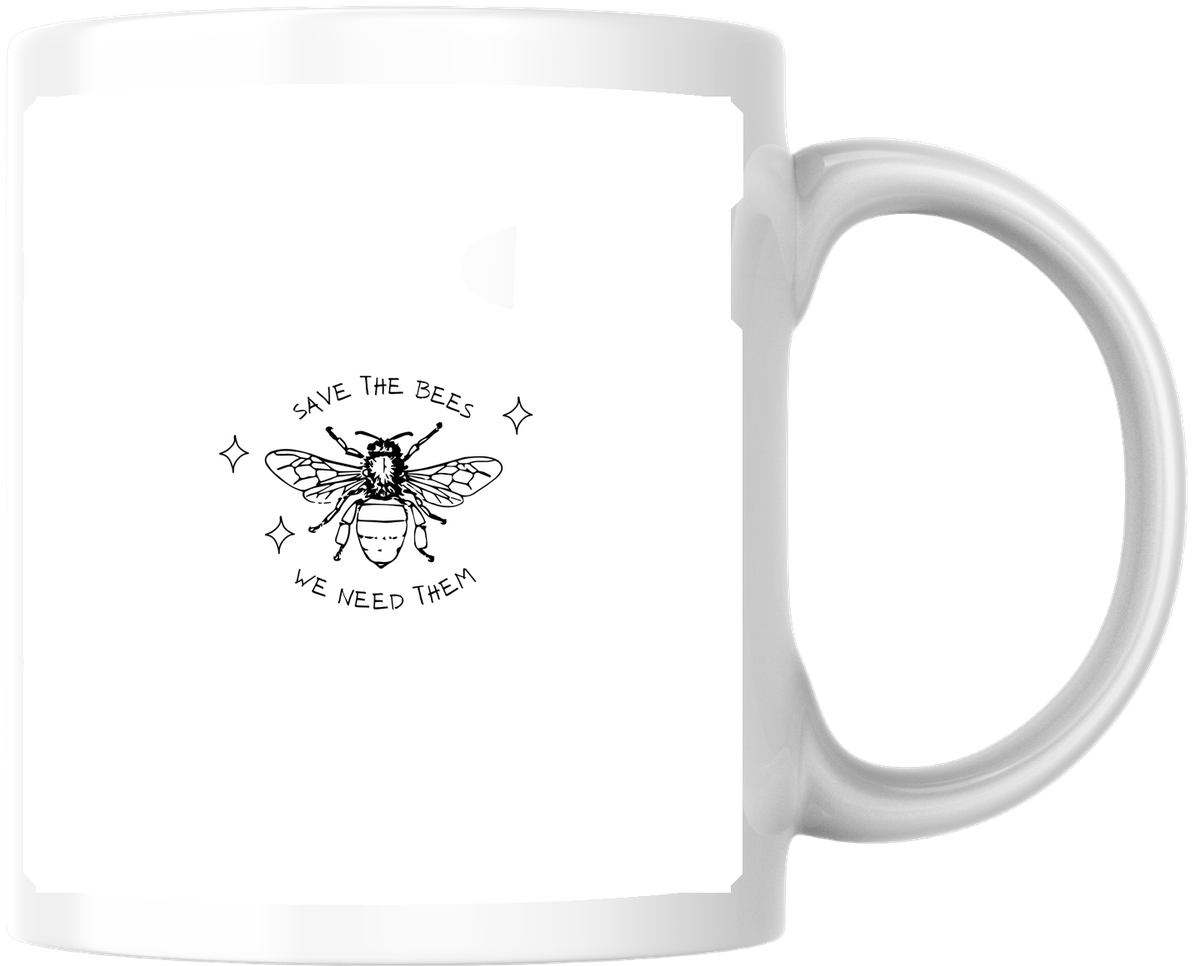 Save The Bees We Need Them Mug | Line Art Honeybee Coffee Mug | Nature Lover Gift