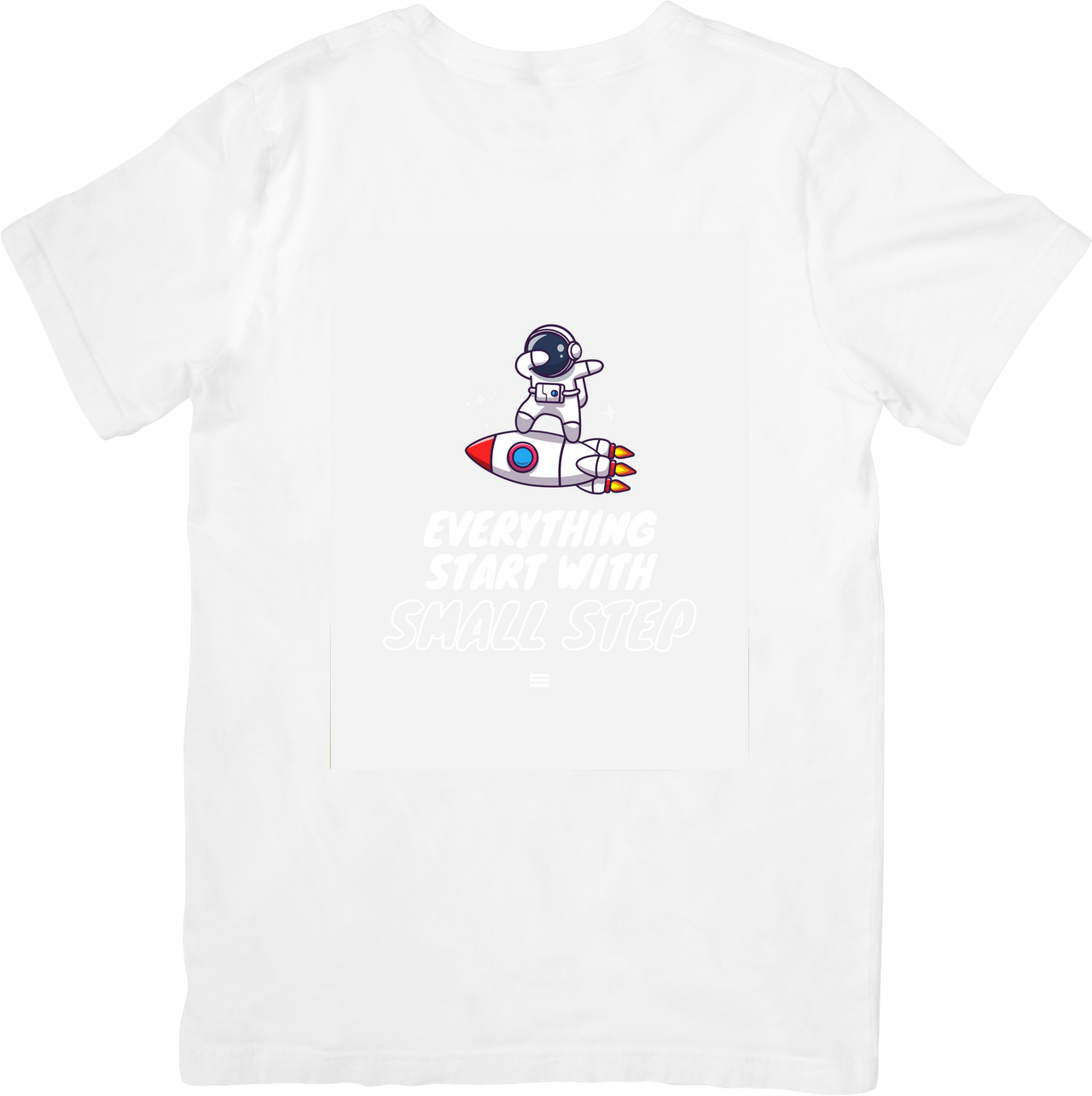 Astronaut Everything Starts With A Small Step T-Shirt | Minimalist Motivational Space Graphic Tee