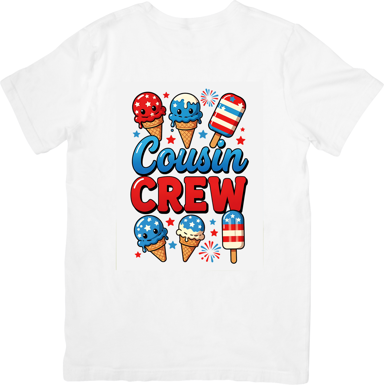 Cousin Crew T-Shirt | Patriotic 4th of July Ice Cream Graphic Tee | Family Fourth Gift