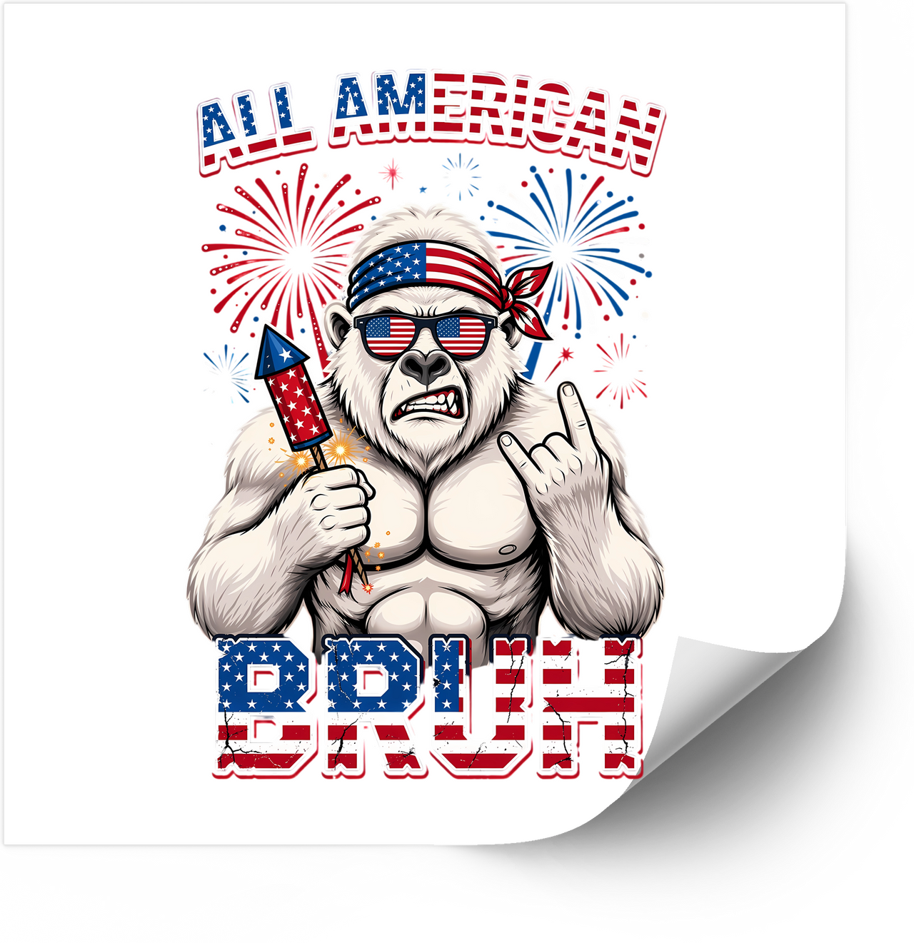 All American Bruh Gorilla Sticker | Patriotic Funny 4th of July Vinyl Decal