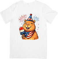 Thumbnail for Patriotic Capybara 4th of July T-Shirt | Funny American Flag Fireworks Graphic Tee | Independence Day Gift
