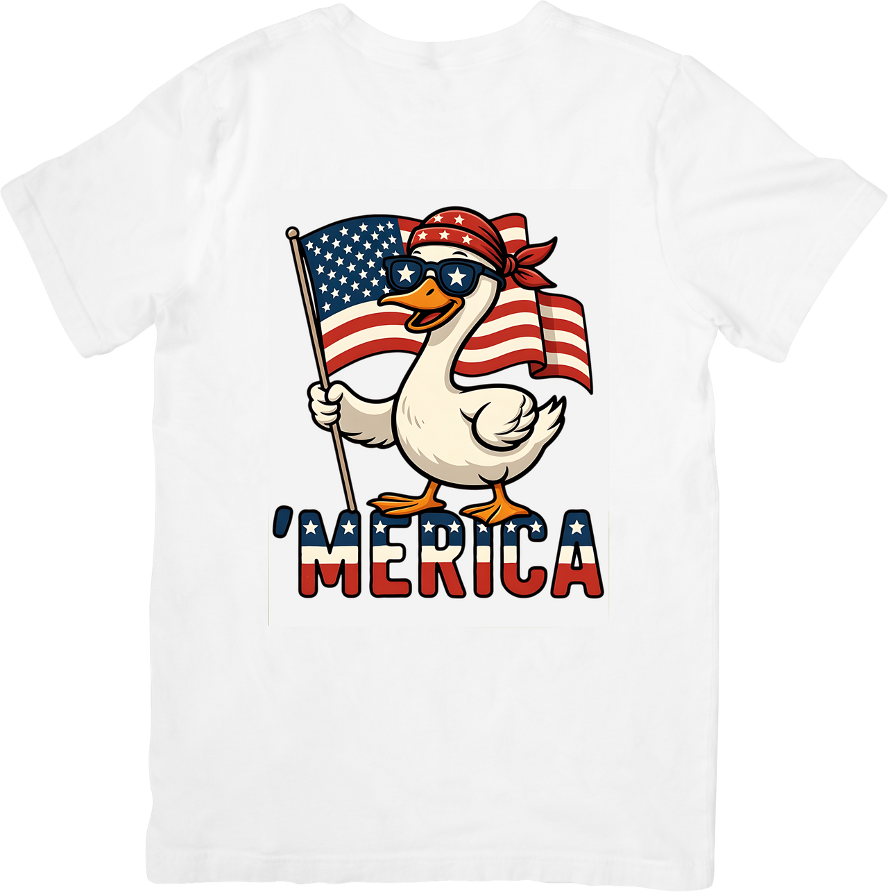 Merica Duck With American Flag T-Shirt | Patriotic Funny 4th of July Graphic Tee | Independence Day Gift