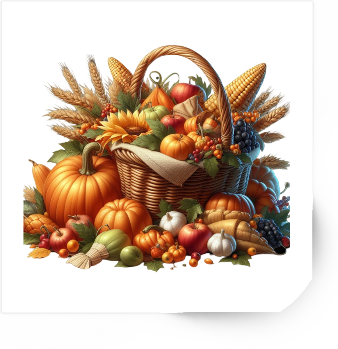 Autumn Harvest Basket Sticker | Pumpkin Cornucopia Vinyl Decal | Fall Thanksgiving Gift