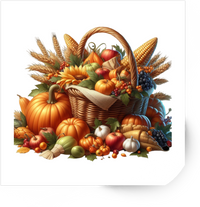 Thumbnail for Autumn Harvest Basket Sticker | Pumpkin Cornucopia Vinyl Decal | Fall Thanksgiving Gift