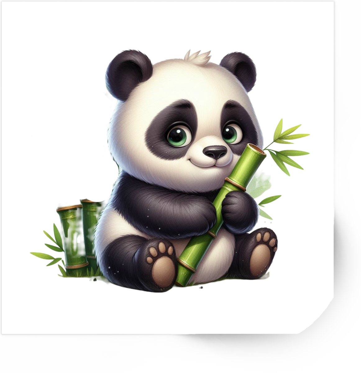 Cute Panda With Bamboo Sticker | Adorable Cartoon Panda Vinyl Decal | Animal Lover Gift