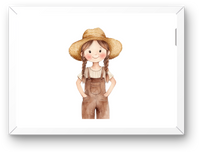 Thumbnail for Farm Girl In Straw Hat Wall Art | Watercolor Country Child Print | Nursery Farmhouse Decor Gift