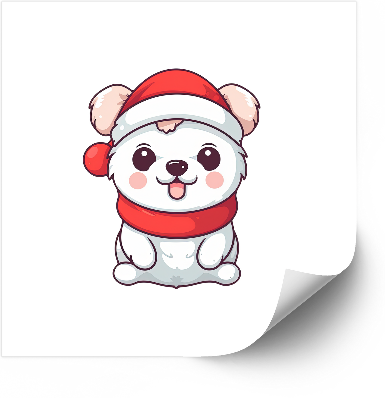 Polar Bear Santa Christmas Sticker | Kawaii Winter Holiday Vinyl Decal