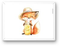 Thumbnail for Fox With Lemonade Wall Art | Watercolor Summer Animal Print | Kids Nursery Gift