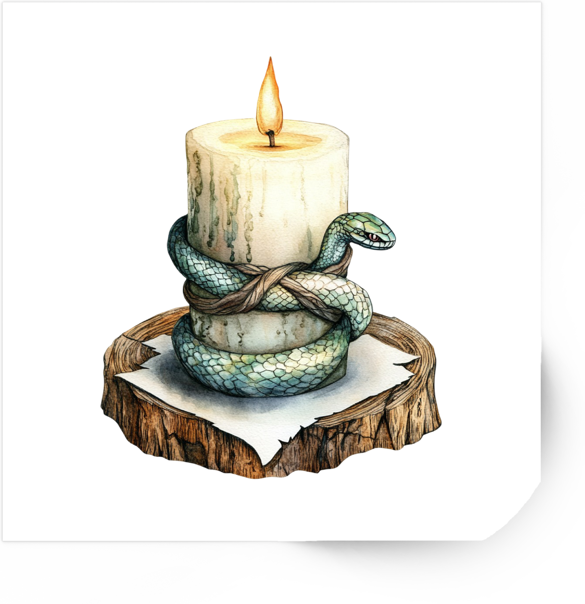 Snake Wrapped Candle Sticker | Watercolor Serpent Mystic Vinyl Decal | Witchy Gothic Gift