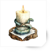 Thumbnail for Snake Wrapped Candle Sticker | Watercolor Serpent Mystic Vinyl Decal | Witchy Gothic Gift