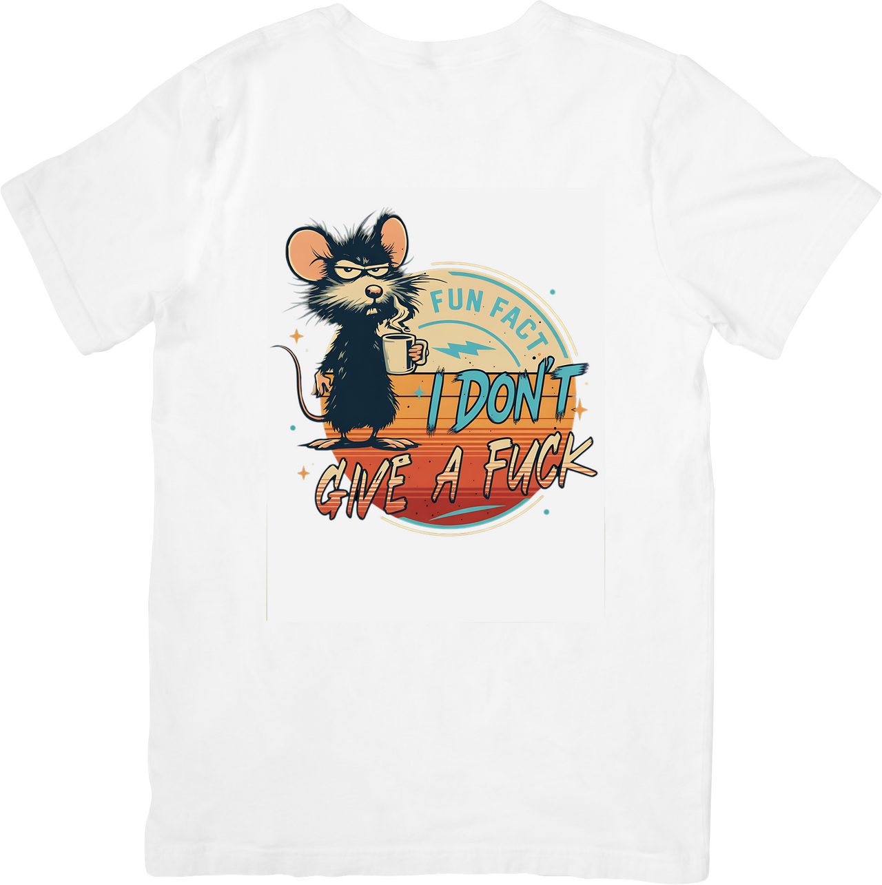 Fun Fact I Do Not Care Mouse T-Shirt | Funny Retro Sarcastic Graphic Tee | Adult Humor Gift