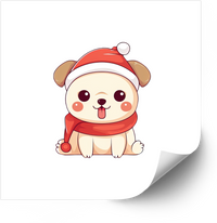 Thumbnail for Cute Puppy Santa Hat Sticker | Kawaii Christmas Holiday Dog Vinyl Decal